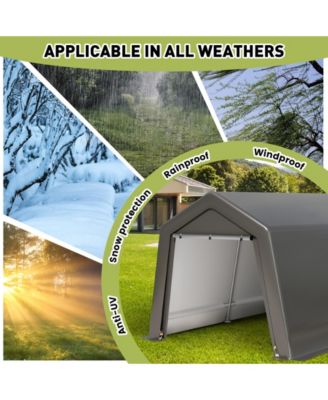 Portable Outdoor Storage Shed with Galvanized Steel Frame, Waterproof UV-Resistant PE Fabric and Roll-Up Door, Backyard Garden Tool Shelter