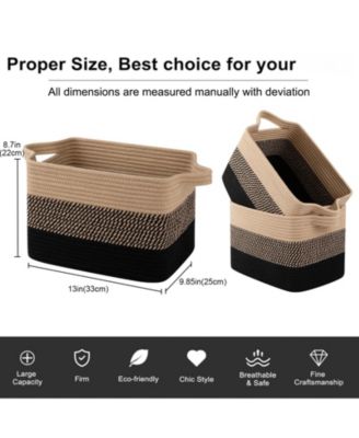 3PC Woven Cotton Rope Storage Baskets Bathroom Toys Towel Organizer Gift Basket