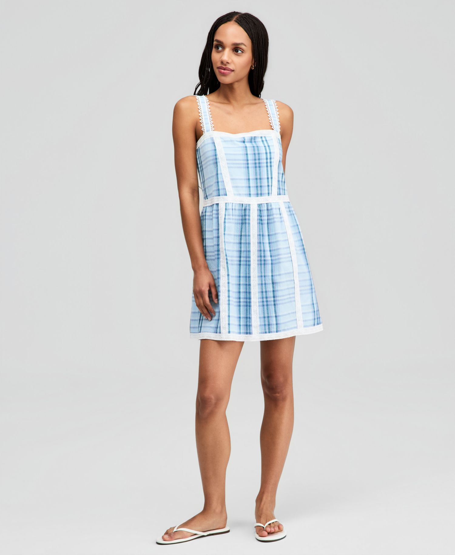 Women’s Cotton Plaid Lace-Trim Dress