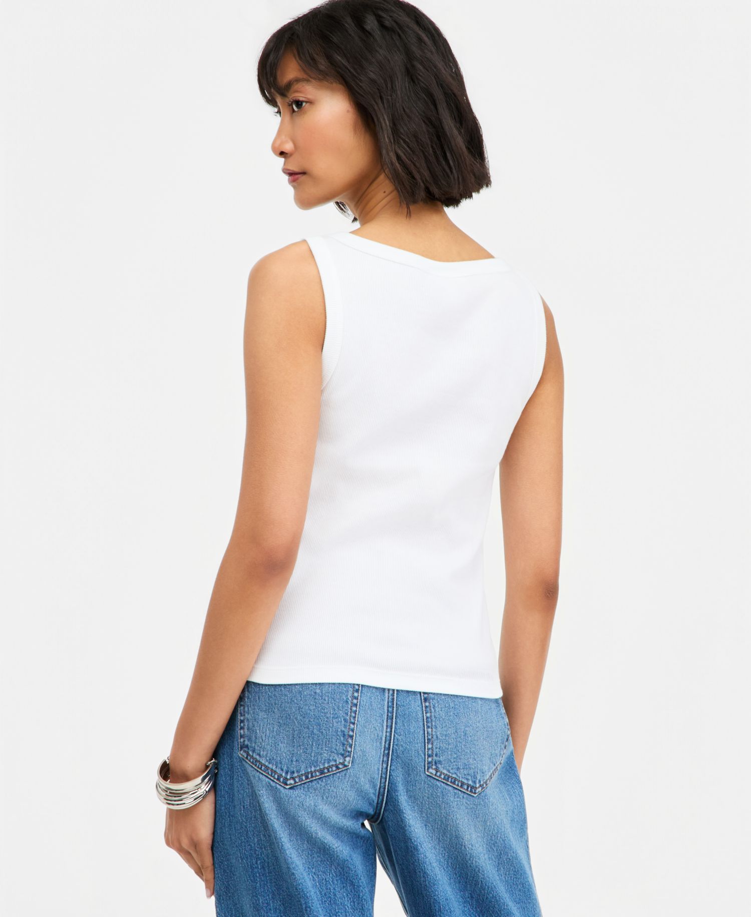 Plus Embroidered Boatneck Tank Top