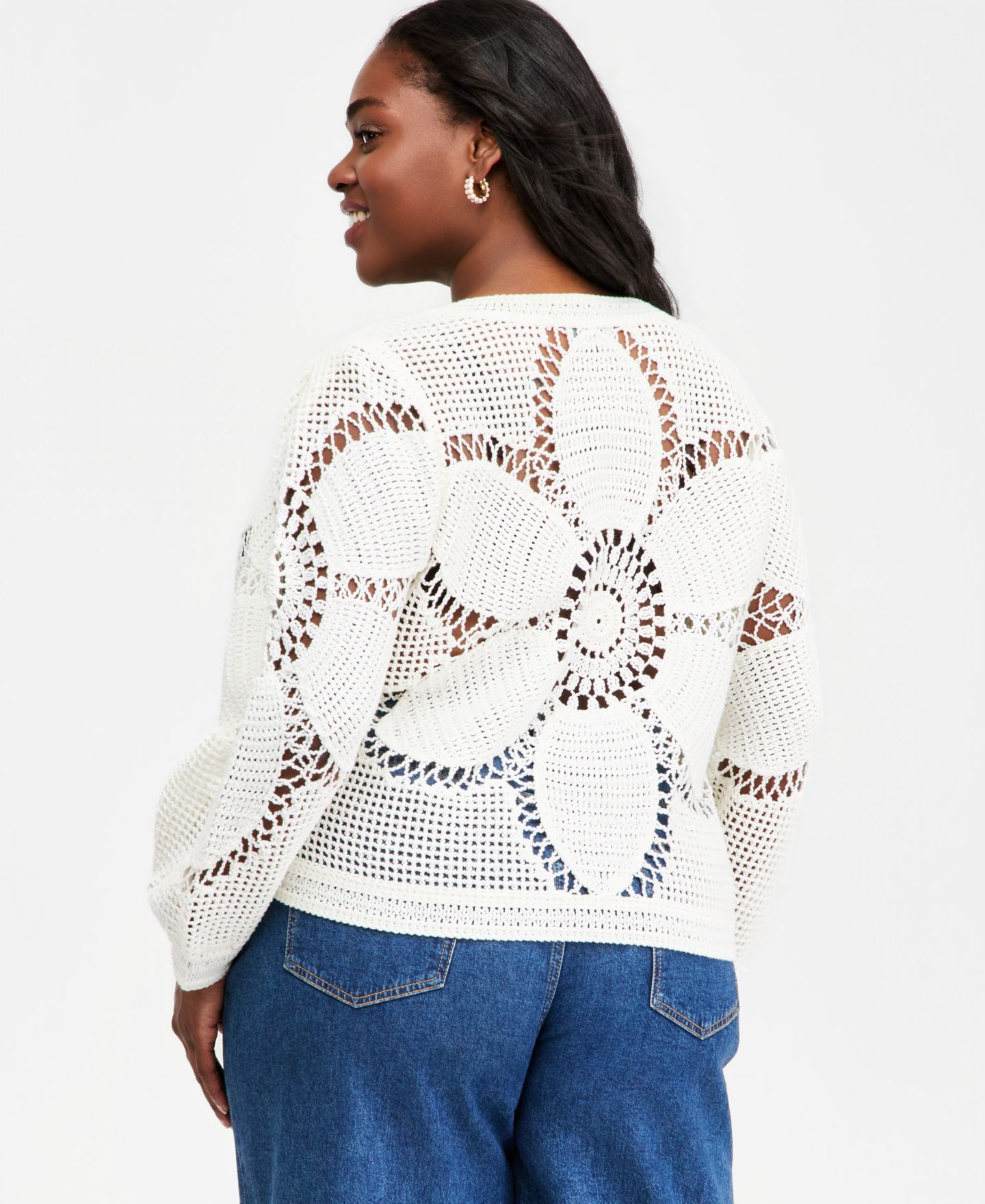 Женский кардиган On 34th Trendy Plus Size Pointelle-Knit, цвет: Зимняя слоновая кость — фото 4