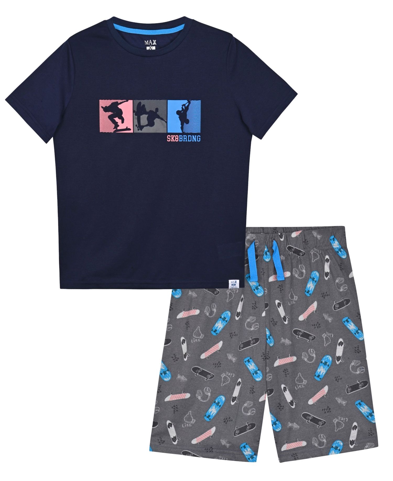 Boys' 6-18 Skate Print T-Shirt and Shorts, 2-Piece Set
