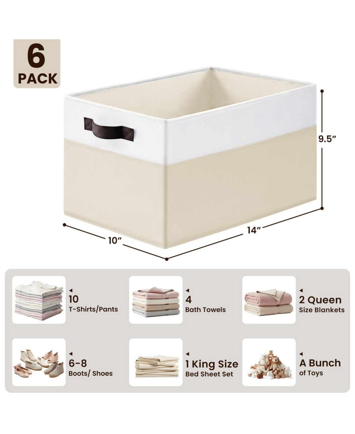 Gnuadz Fabric Collapsible Storage Baskets With Handles Gift Basket