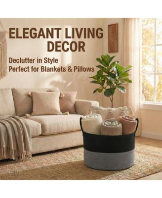 Cotton Rope Blanket Basket Laundry Hamper Storage Bin Gift Basket