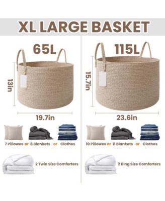 Cotton Rope Blanket Basket Laundry Hamper Storage Bin Gift Basket