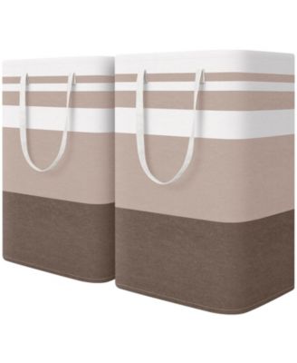 2PC Laundry Hamper Waterproof Collapsible Tall Clothes With Handles Gift Basket