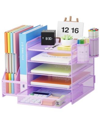 Desk Organizer File Holder 5-Tier Letter Tray Pen Mesh Storage