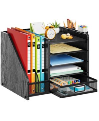 Desk Organizer File Holder 5-Tier Letter Tray Pen Mesh Storage