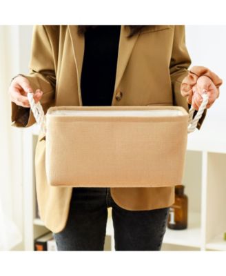 3pack Storage Bins Canvas Basket Organizer with Handles Gift Basket