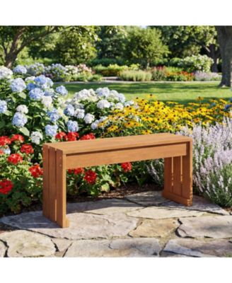 2-Person Outdoor Bench with Solid Wooden Frame for Backyard