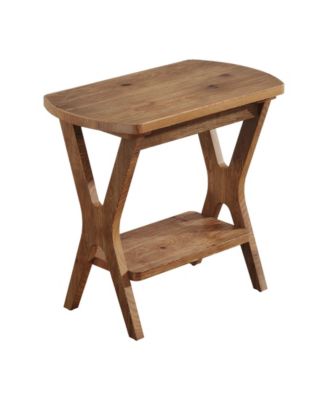 Solid Wood Side Table, 2-Tier End Table with Storage, Farmhouse Nightstand for Small Spaces