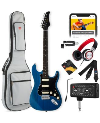 Beginner Electric Guitar Kit w/ Headphone Amp, Padded Gig-Bag, Headphones