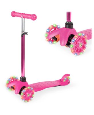 Kids Mini Kick Scooter Toy w/ Light-Up Wheels and Height Adjustable T-Bar