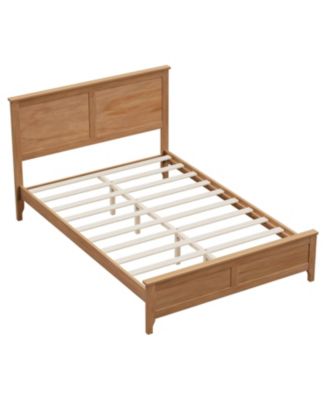 Modern Solid Wood Full Size Platform Bed with Sturdy Wooden Slats Support