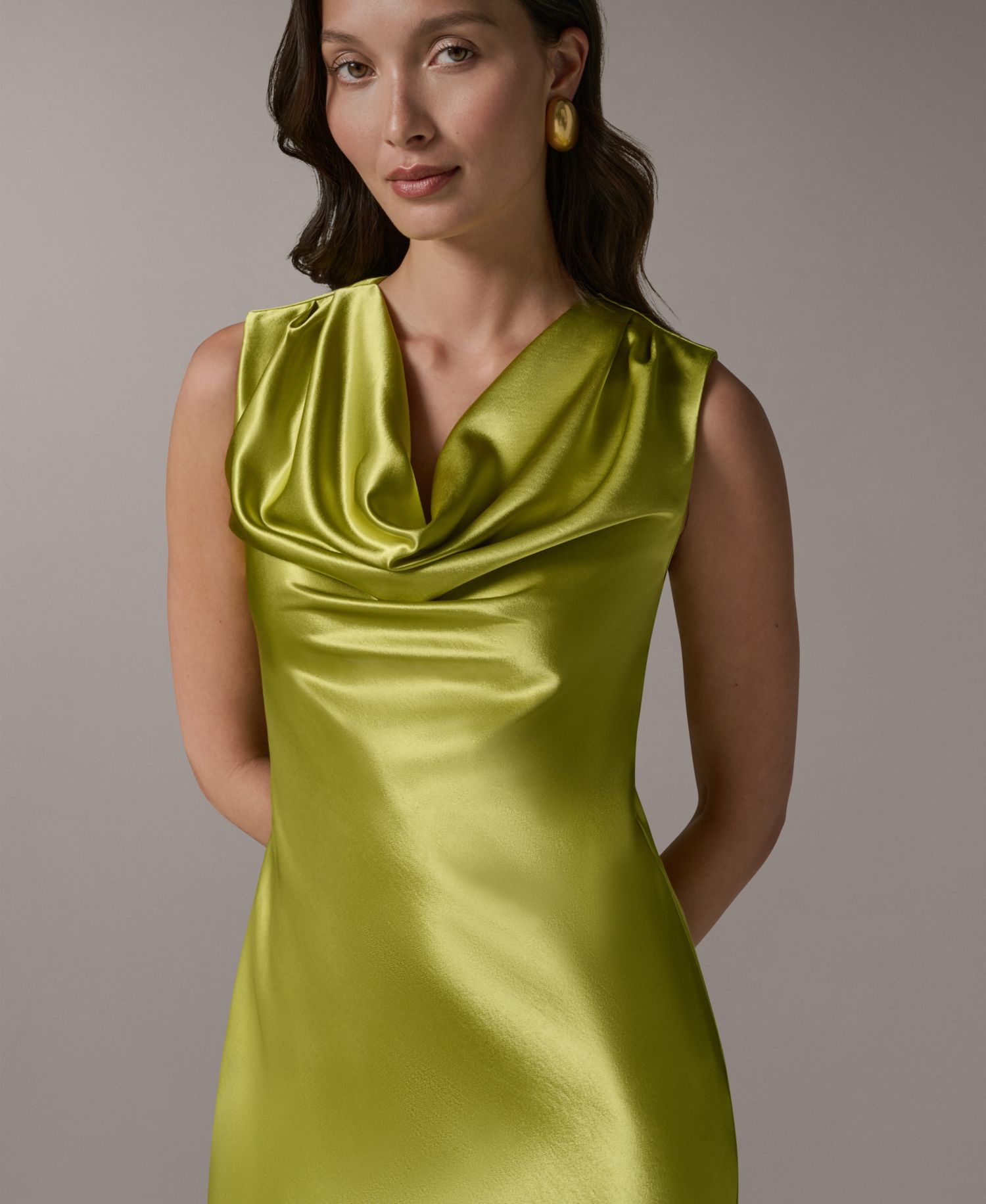 Petite Sleeveless Cowl Neck Ball Gown