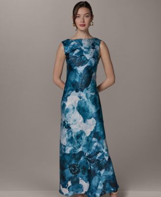 formal dresses for women light blue Zapaka Women's Tulle Light Blue A-line Spaghetti Straps Beading Prom Party Dress With Slit, Blue / US18W main image 1