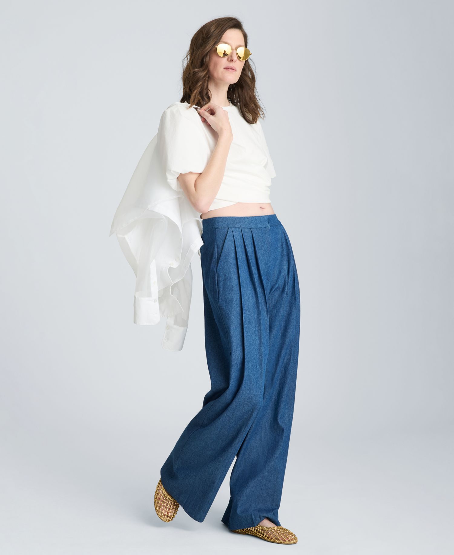 Women's High-Rise Triple Pleated Wide-Leg Pants