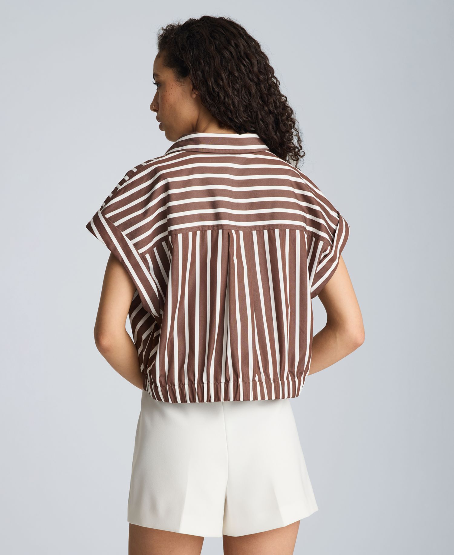 Women's Cotton Striped Collared Neck Top