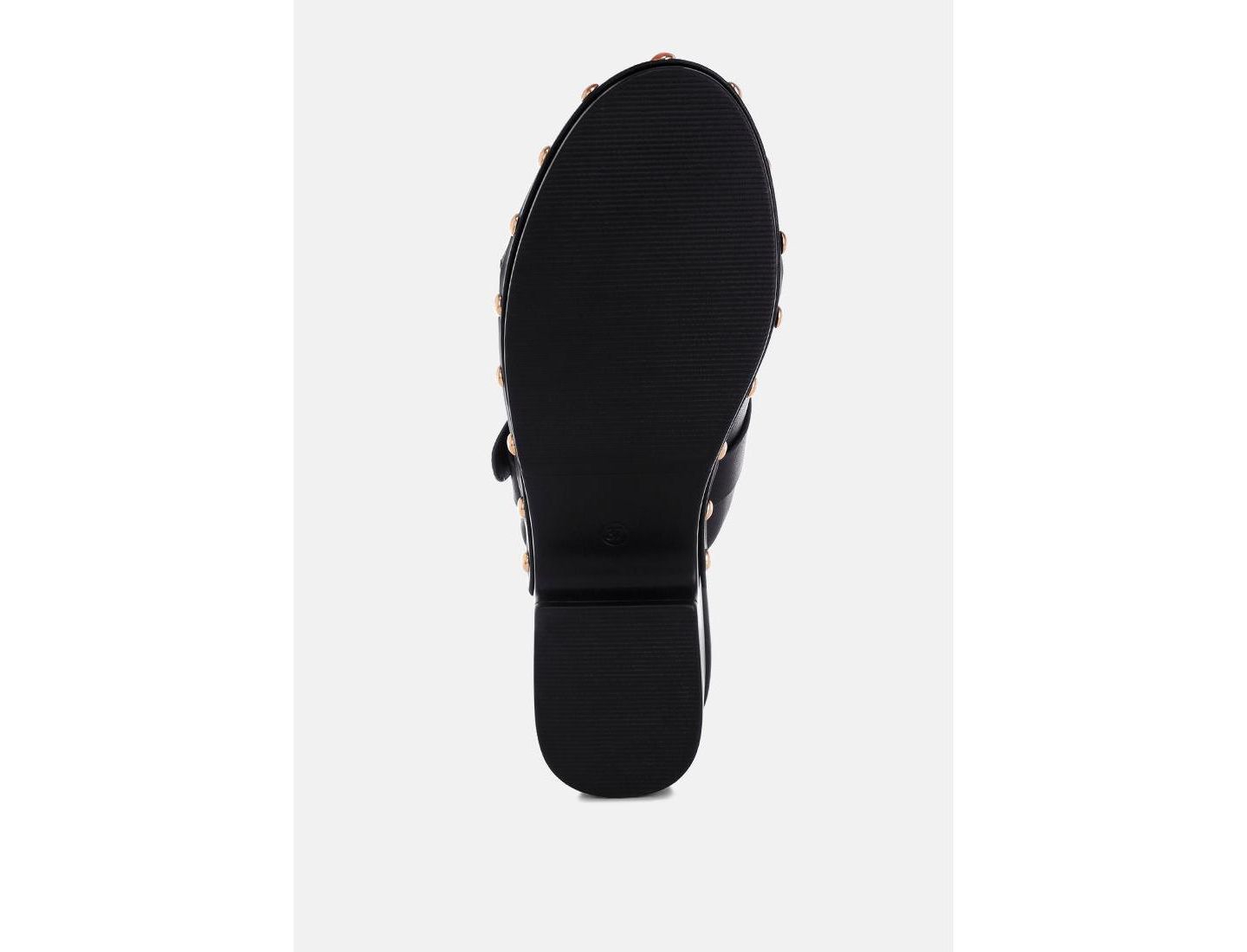Женские сабо Rag & Co Pinto Studded Genuine Leather, цвет: Чёрный мягкий кожаный — фото 5
