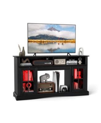 58-Inch RGB LED TV Stand with Remote Control and Glass Doors