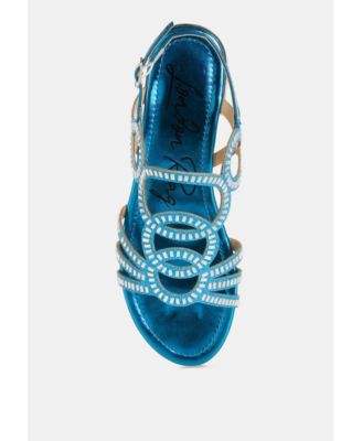 Womens Jisters Cut Out Detail Rhinestone Flat Sandals
