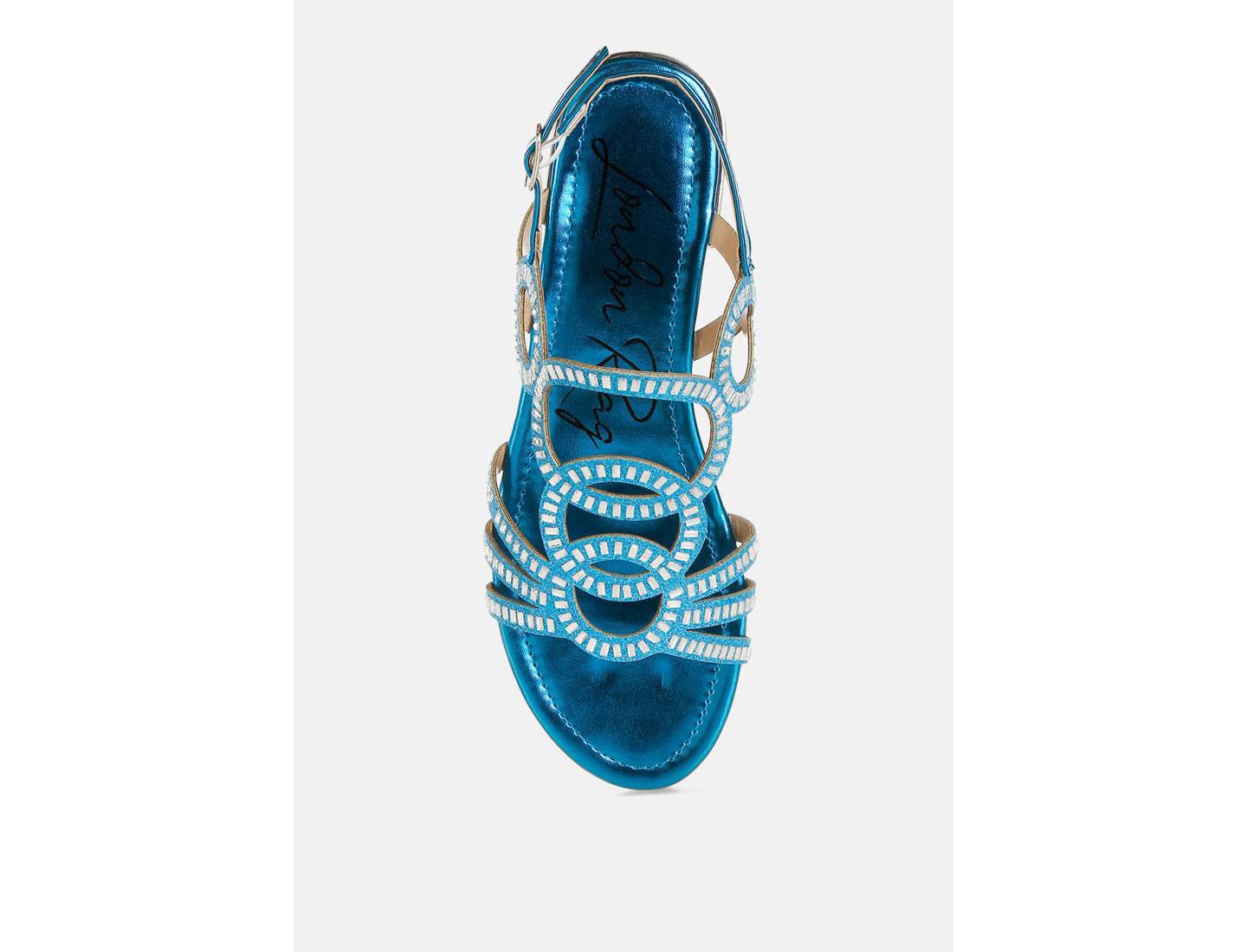 Женские сандалии London Rag Jisters Cut Out Detail Rhinestone Flat, цвет: Джинсовый синий — фото 4