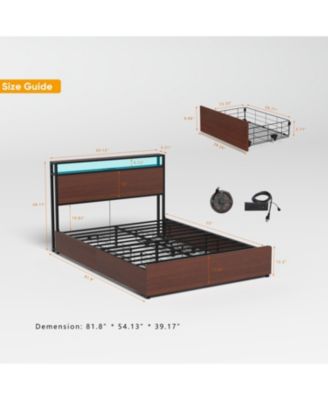 Full Storage Headboard Charging Station Noise Free Platform Bed Frame