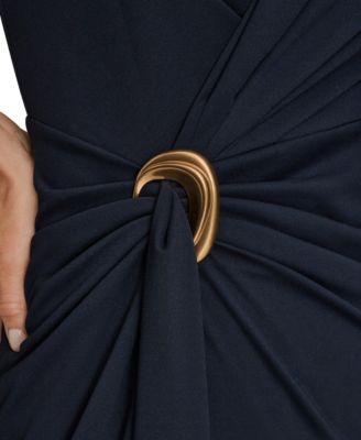 Women's Draped Faux-Wrap Gown