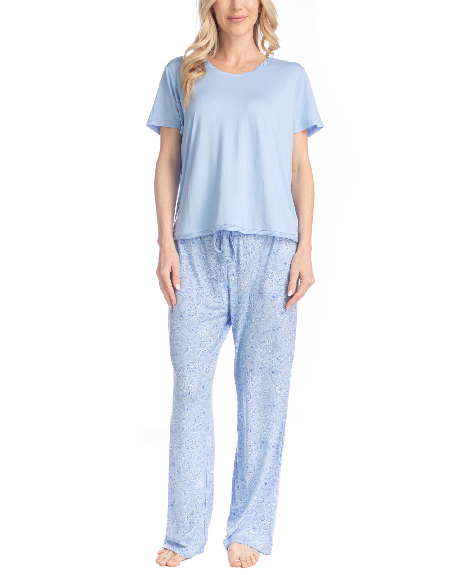 Women's Artistic Garden Round Neck Top and Ankle Pants