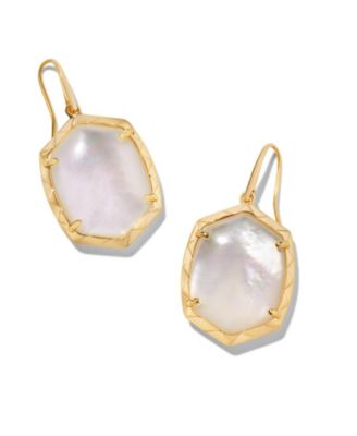 Imitation Pearl 14k Gold Plated Over Brass Daphne Drop Earrings