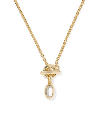 Malachite and Imitation Pearl 14k Gold-Plated Over Brass Daphne Link and Chain Necklace