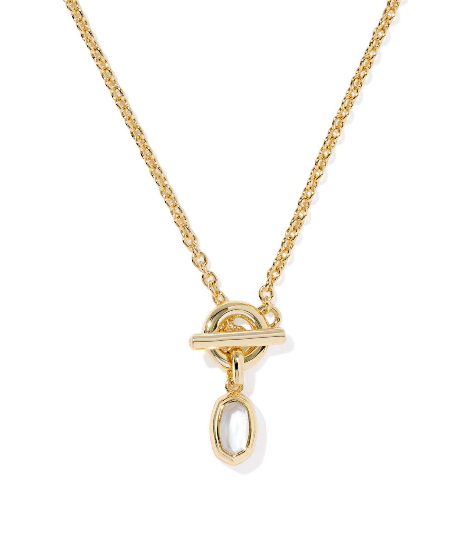 Malachite and Imitation Pearl 14k Gold-Plated Over Brass Daphne Link and Chain Necklace