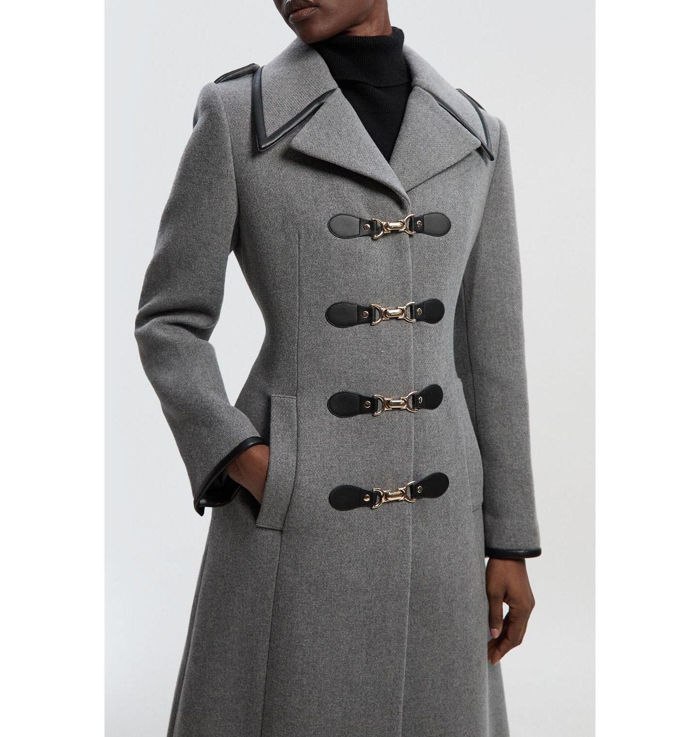 Женское пальто Karen Millen Military Tailored Midi, цвет: Серый — фото 8