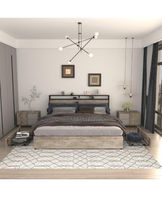 Full Storage Headboard Charging Station Noise Free Platform Bed Frame