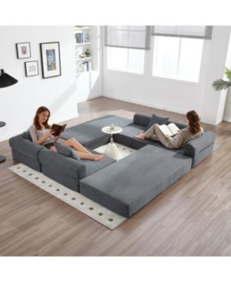 Convertible Folding Sofa Bed with Pillow Back Handrail, Cloud Mattress Sofa