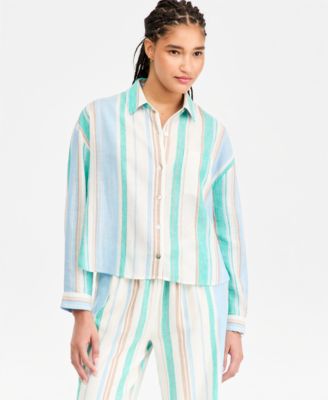 Women's Long-Sleeve Relaxed Button-Down Shirt
