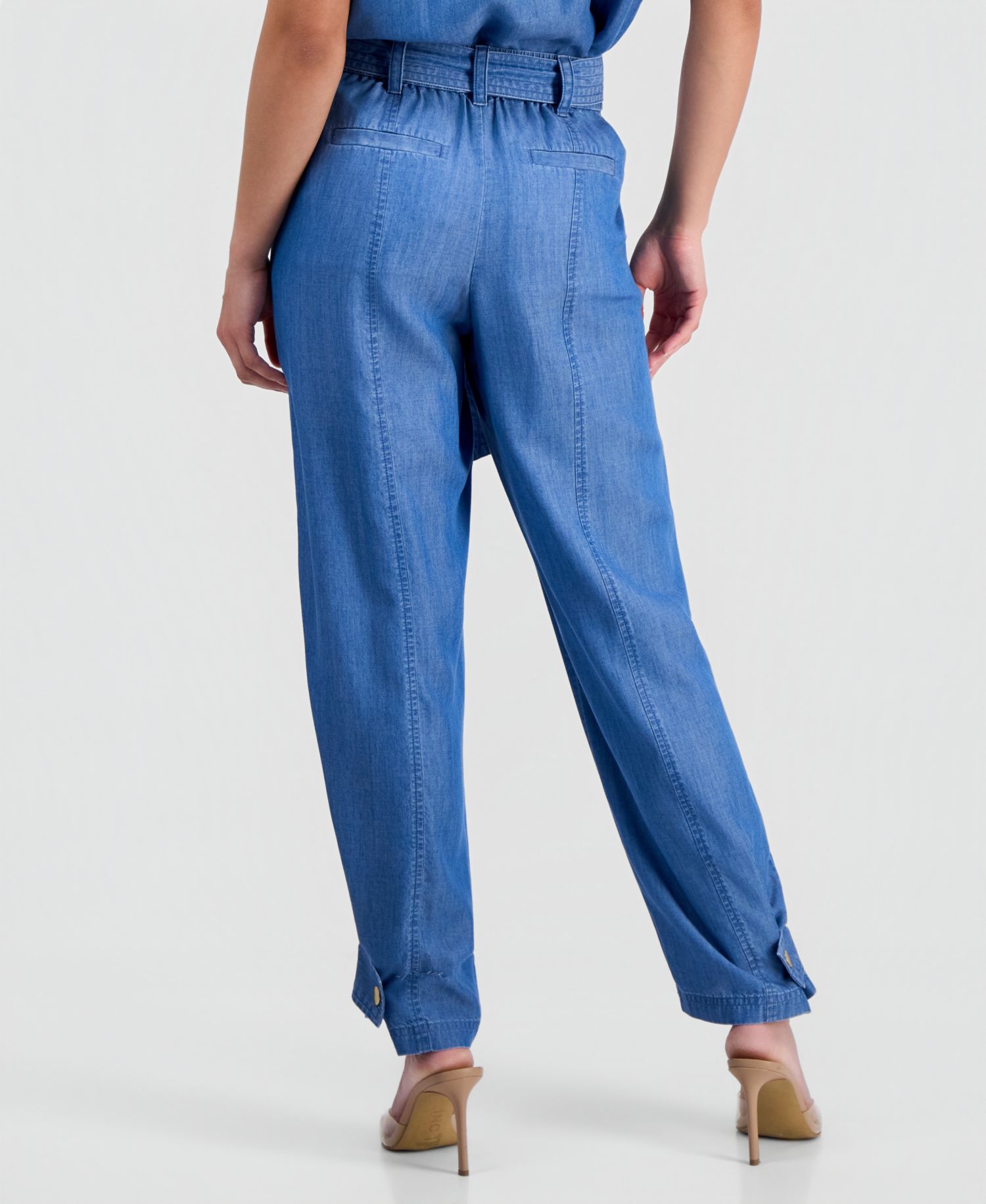 Petite High-Rise Belted Tapered Pants, Macy's Excluisve