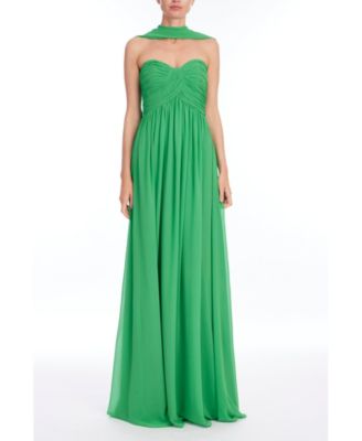 Women's Strapless Scarf-Detail Chiffon Gown