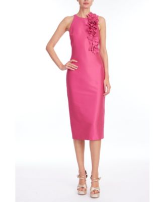 Women's Sleeveless Corsage Sheath Midi Dress