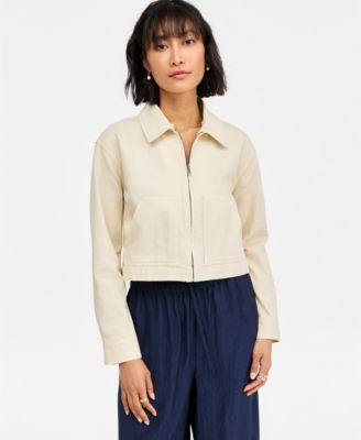 Women's Crochet Collar Cropped Denim Jacket