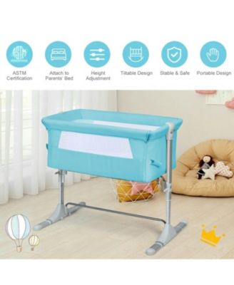 Baby Portable Bedside Bassinet Sleeper with 4 Adjustable Heights and Carrying Bag