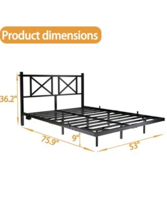 Full Size Floating Bed Frame with Headboard and Storage