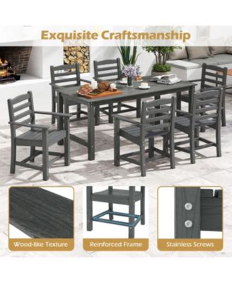 7-Piece HDPE Outdoor Dining Set with 67 in Rectangle Table and 6 Ergonomic Armchairs