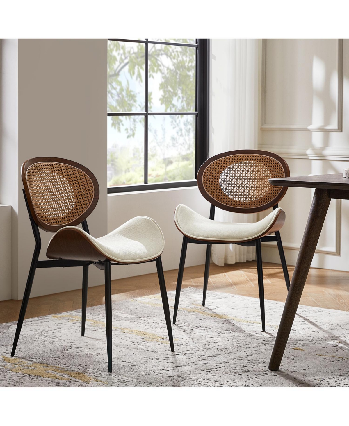 Hulala Home Pateley Mid-Century Modern Rattan Dinning Chair