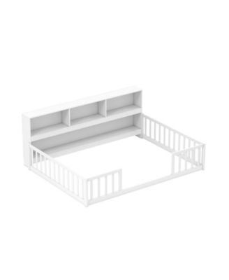 Full Size Montessori Floor Bed with Bookcase