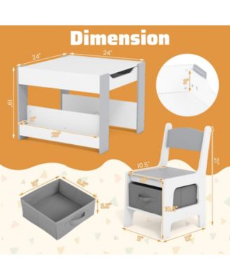 4 in 1 Kids Toddler Activity Table and Chairs Set with Reversible Tabletop