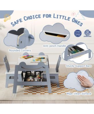 5-in-1 Toddler Table and 2 Chairs with Reversible Chalkboard Whiteboard