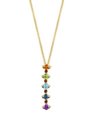 Lali Jewels Multi Gemstone 299 ct tw and Diamond 18 ct tw Pendant Necklace in 14k Yellow Gold - Multi 4850$