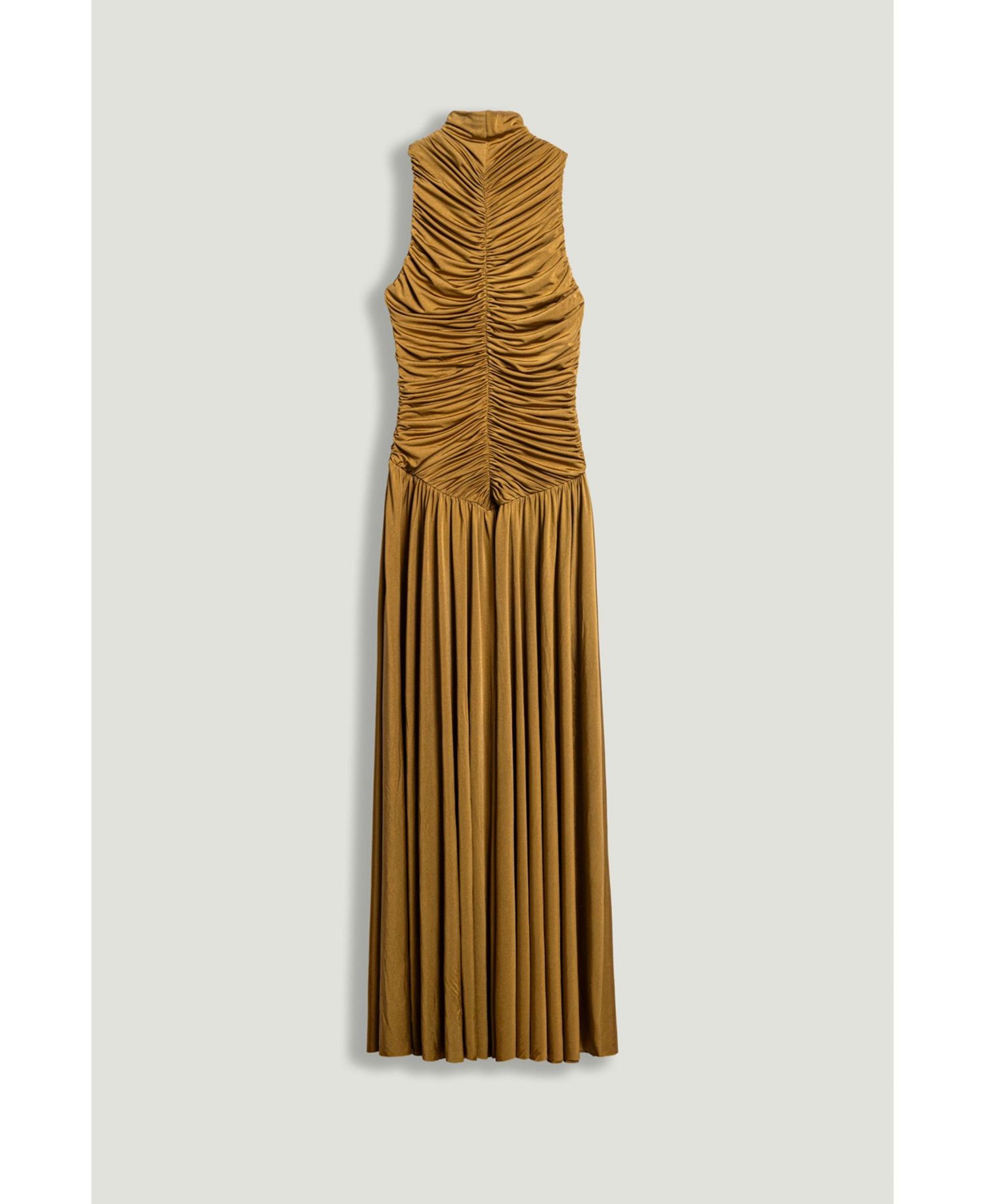 Women's Ruched High-Neck Maxi Dress