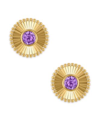 Swiss Blue Topaz (3/8 ct. t.w.) Diamond Cut Texture Earrings in 14k Yellow Gold (Also Available in Amethyst)